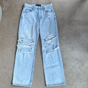 Aeropostale Light Blue Ripped Straight Leg Jeans